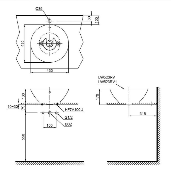 Chậu rửa mặt lavabo LT523S TOTO LT523S