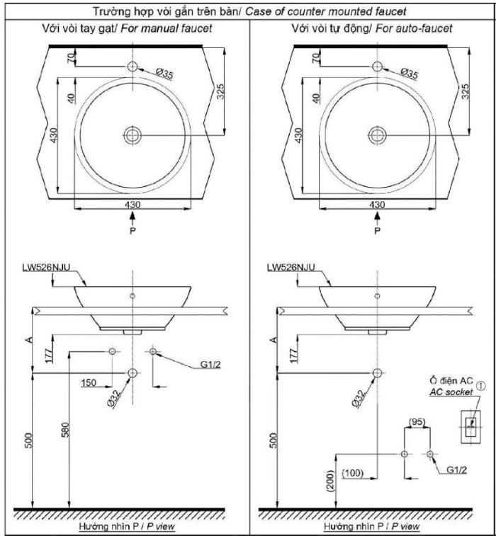Chậu rửa lavabo đặt bàn TOTO LW526NJU