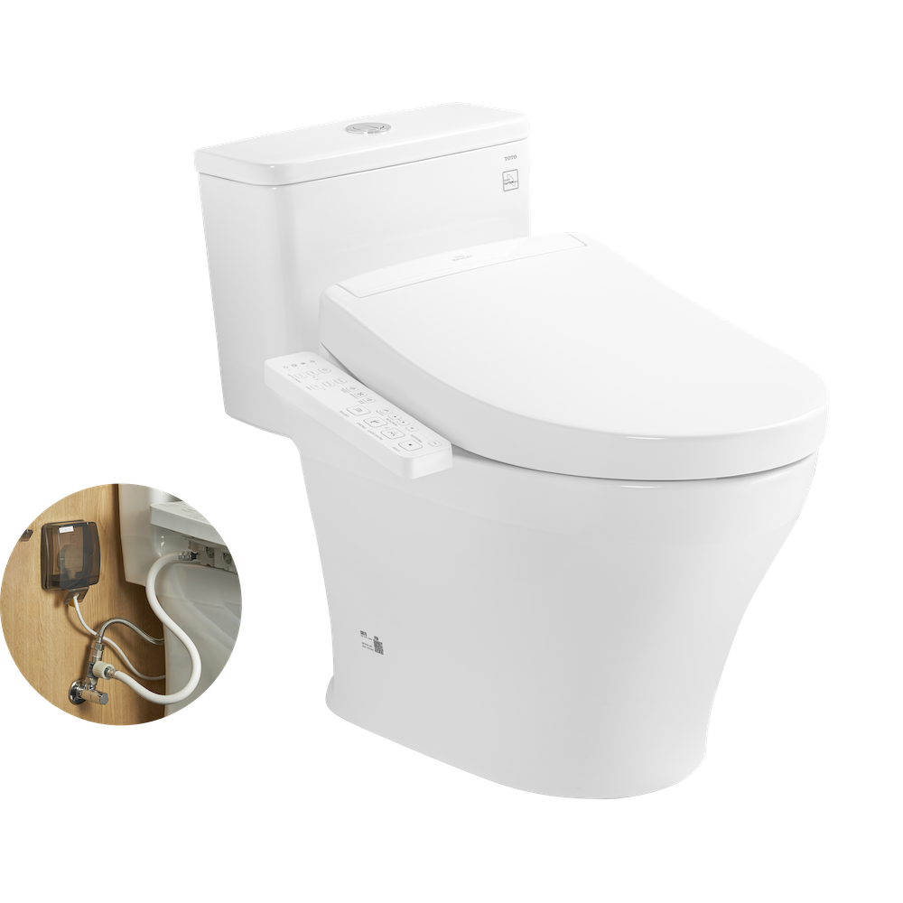 Bàn cầu một khối kèm nắp rửa điện tử WASHLET dòng S2 – TCF33461GAA TOTO MS857DW24