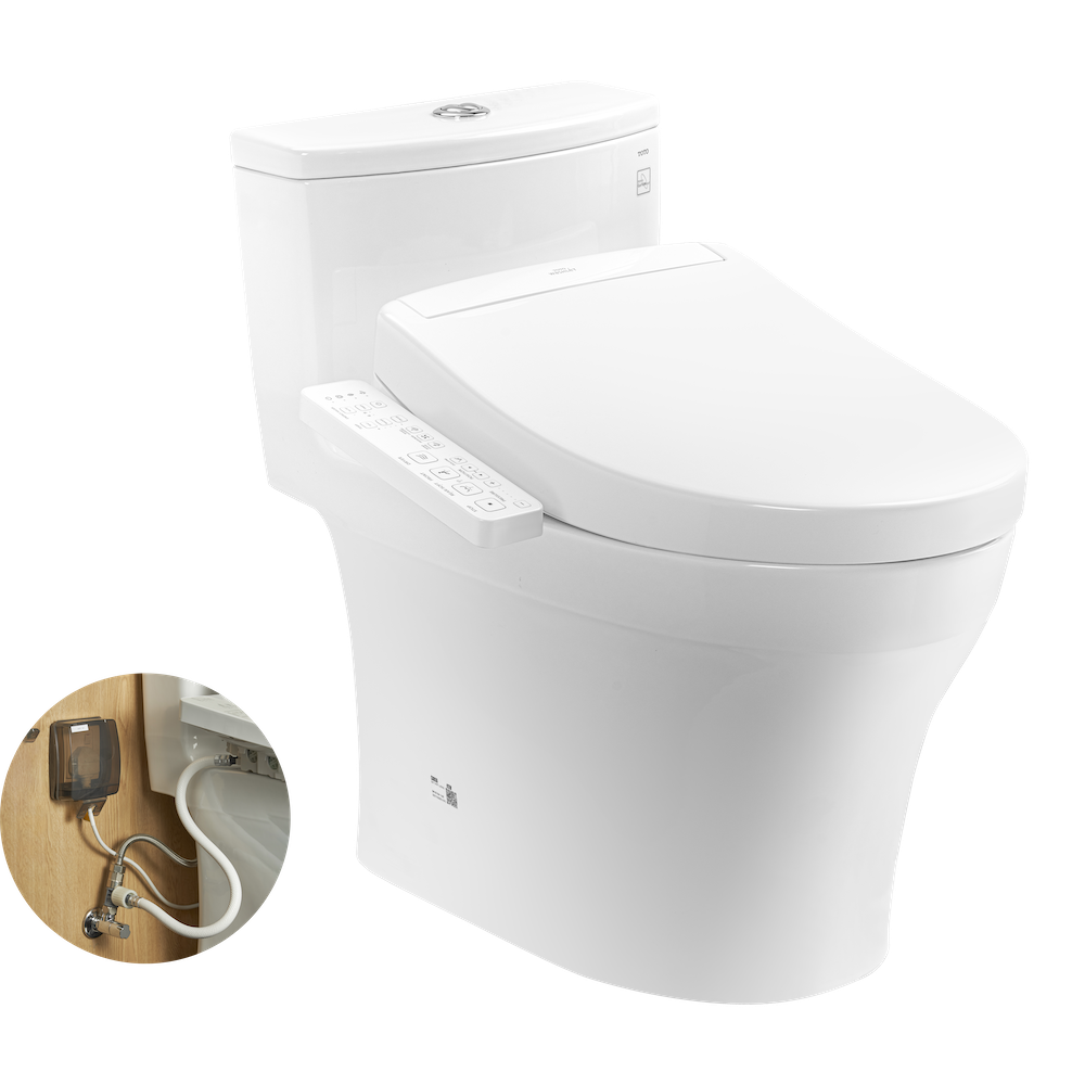 Bàn cầu 1 khối kèm nắp rửa điện tử WASHLET dòng S2 – TCF33461GAA TOTO MS885DW24