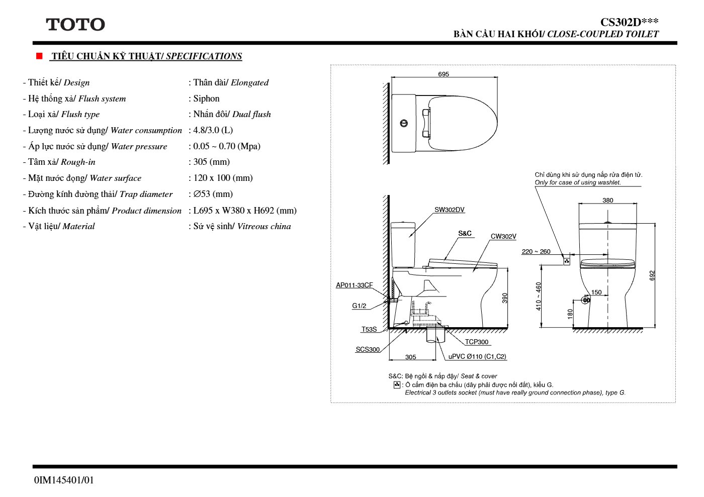 Thông số kỹ thuật CS302DE2 - trang 2