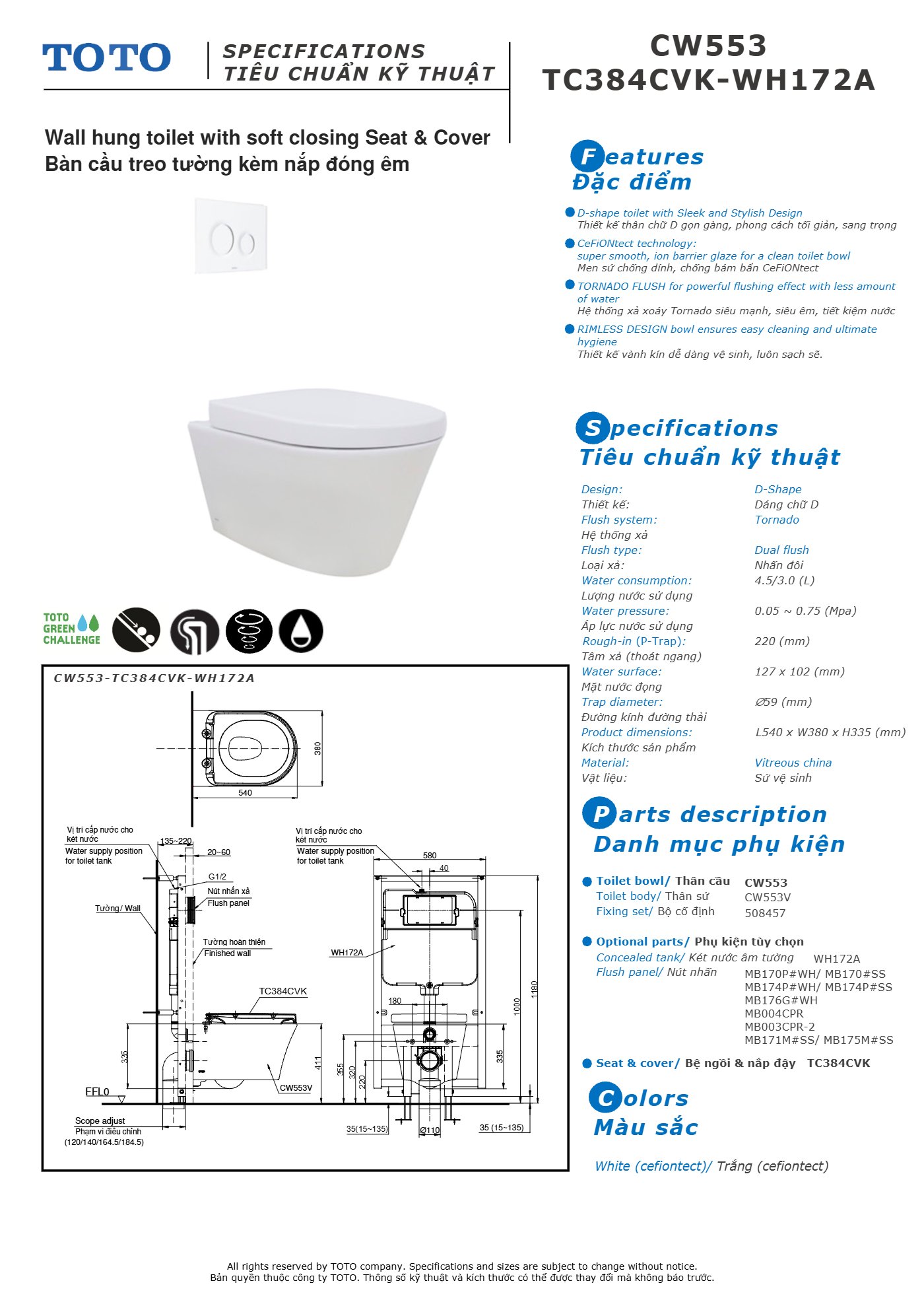 Thông số kỹ thuật CW553/TC384CVK/WH172A/MB170P