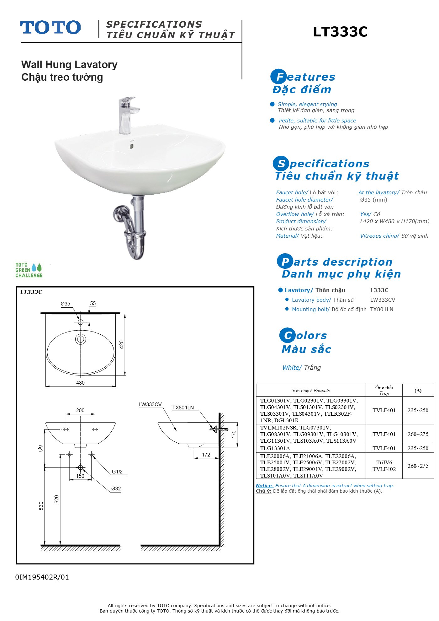 Thông số kỹ thuật LT333C - trang 1