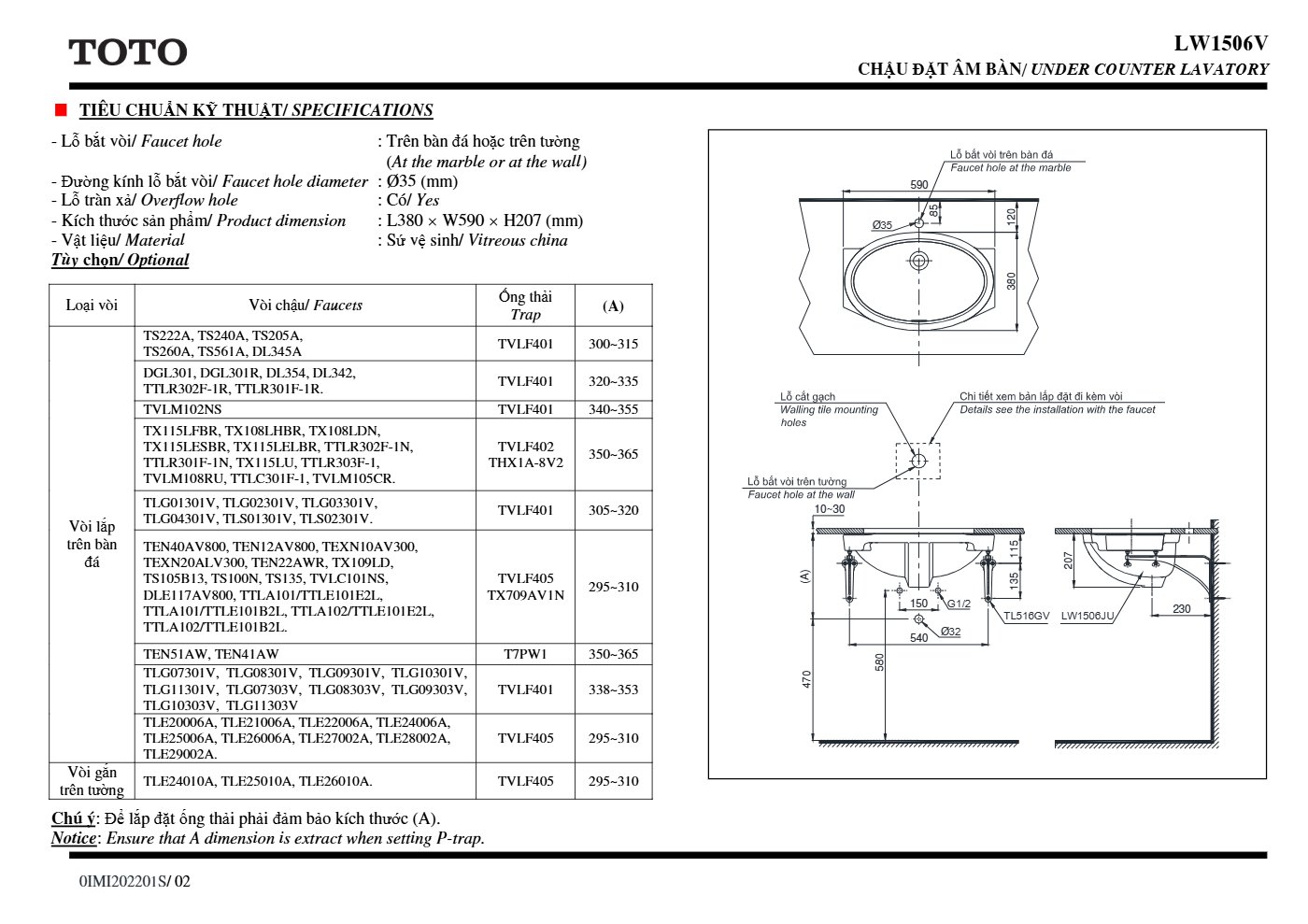Thông số kỹ thuật LW1506V/TL516GV - trang 2