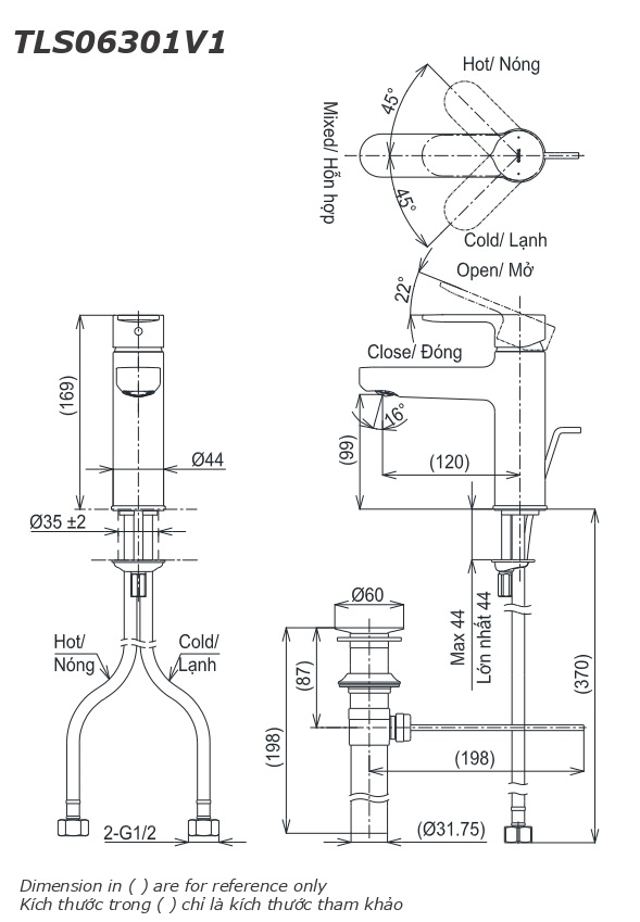 Vòi chậu nóng lạnh (vòi thấp) TOTO TLS06301V1
