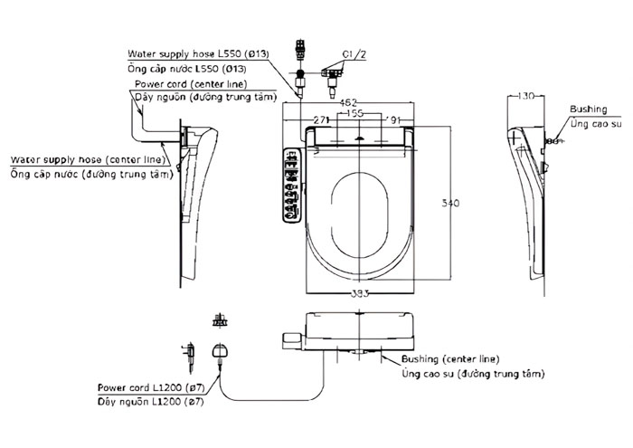 Nắp rửa điện tử WASHLET TCF33320GAA TOTO WASHLET S2/TCF33320GAA